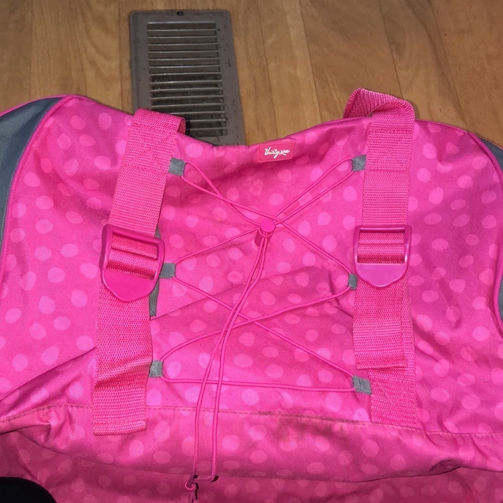 Thirty one duffel bag polka dot travel bag large thirty one bag pink and gray - Picture 13 of 15